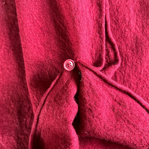 J Jill sweater poncho red merino wool tencel knit v neck  97641 one size - Picture 6 of 7